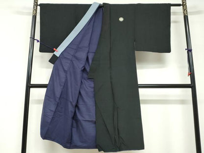 平和屋着物●男性　黒紋付　正絹　逸品　DABF1621ud
