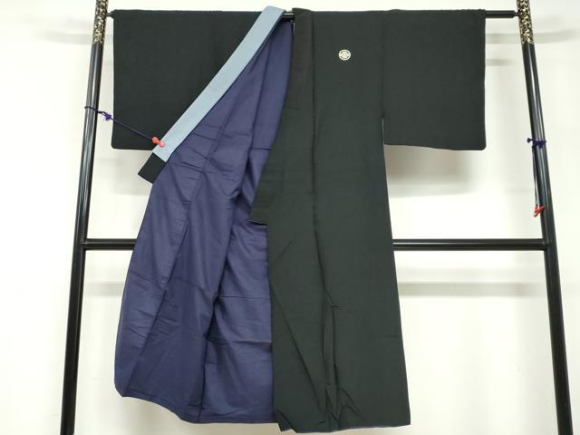 平和屋着物●男性　黒紋付　正絹　逸品　DABF1621ud