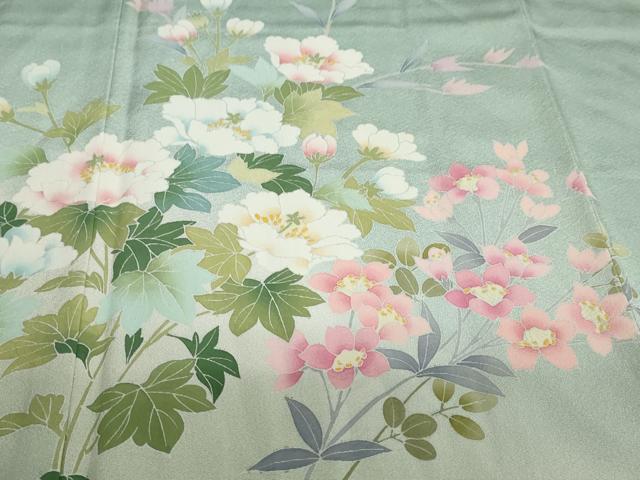 平和屋着物●訪問着　友禅　作家物　草花文　暈し染め　正絹　逸品　未使用　DABF1624ud