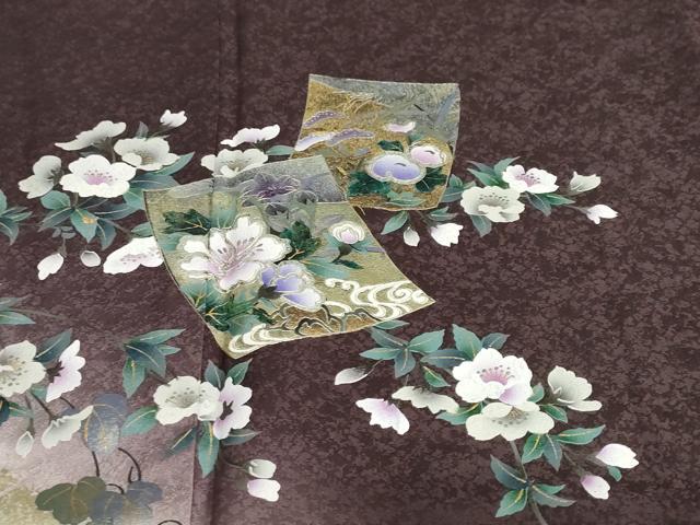 平和屋着物●訪問着　色紙重ね草花文　暈し染め　金銀彩　さが美扱い　正絹　逸品　DABF1625ud