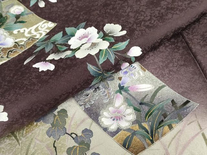 平和屋着物●訪問着　色紙重ね草花文　暈し染め　金銀彩　さが美扱い　正絹　逸品　DABF1625ud