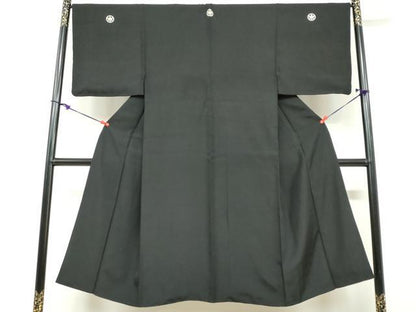 平和屋着物●男性　黒紋付　正絹　逸品　DABF1627ud