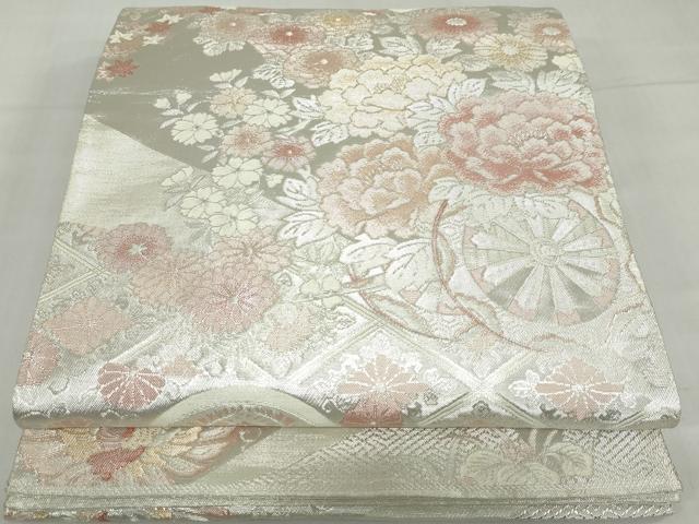 平和屋着物◎900織佐賀錦　六通柄袋帯　花車文　金銀糸　正絹　逸品　DABF1634ud