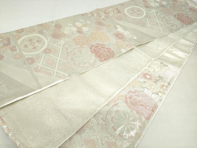 平和屋着物◎900織佐賀錦　六通柄袋帯　花車文　金銀糸　正絹　逸品　DABF1634ud