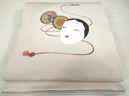 平和屋着物◎創作　塩瀬　太鼓柄袋帯　能面鼓文　正絹　逸品　DABF1636ud
