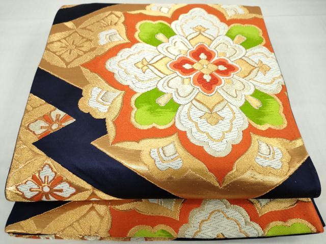 平和屋着物◎六通柄袋帯　唐織　松皮菱花文　金銀糸　正絹　逸品　DABF1637ud