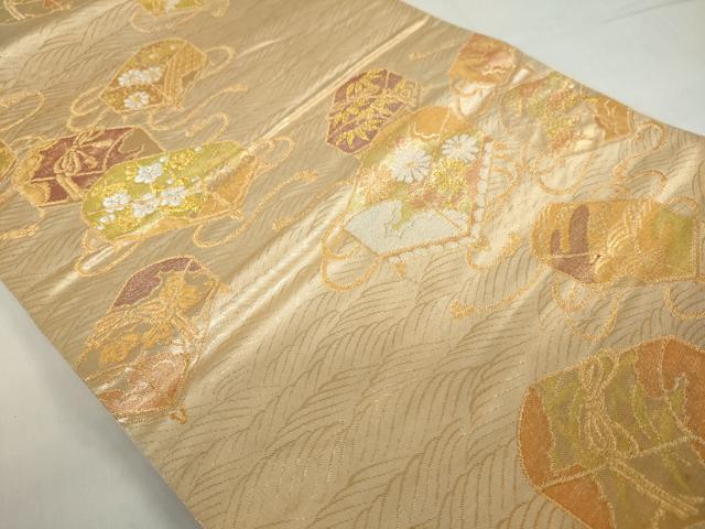 平和屋着物◎六通柄袋帯　文箱花文　金銀糸　正絹　逸品　DABF1639ud