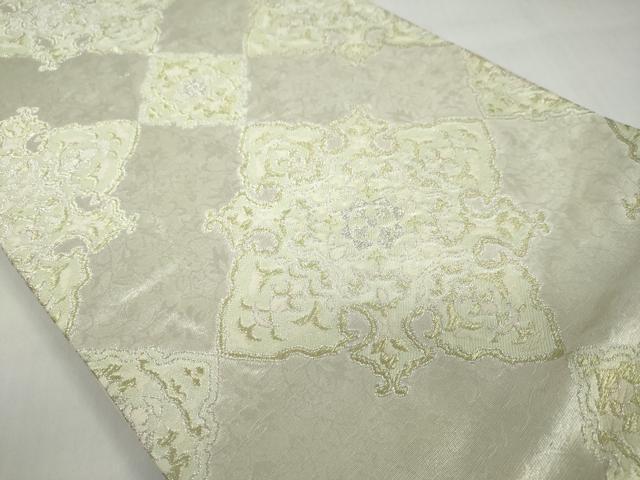 平和屋着物◎六通柄京袋帯　洋花文　銀糸　正絹　逸品　DABF1659ud