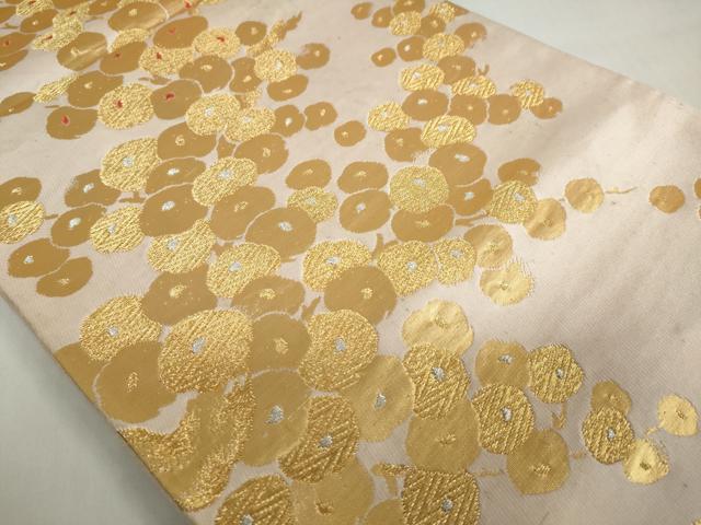 平和屋着物◎六通柄袋帯　枝花文　金銀糸　正絹　逸品　DABF1672ud