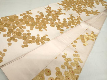 平和屋着物◎六通柄袋帯　枝花文　金銀糸　正絹　逸品　DABF1672ud