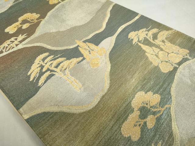 平和屋着物◎六通柄袋帯　霞樹林文　金銀糸　正絹　逸品　DABF1698ud
