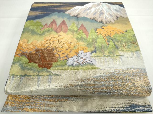 平和屋着物◎六通柄袋帯　遠山風景文　金銀糸　正絹　逸品　DABF1708ud