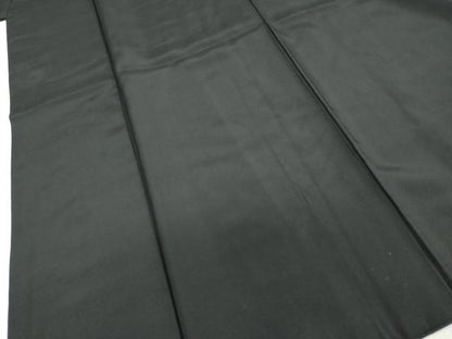 平和屋着物●男性　黒紋付　羽織セット　羽裏：花鳥絵皿文　正絹　逸品　DABF1714ud