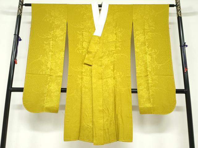 平和屋着物●振袖用長襦袢　無双仕立て　枝葉地紋　菜種油色　やまと誂製　正絹　逸品　未使用　DABF1717ud