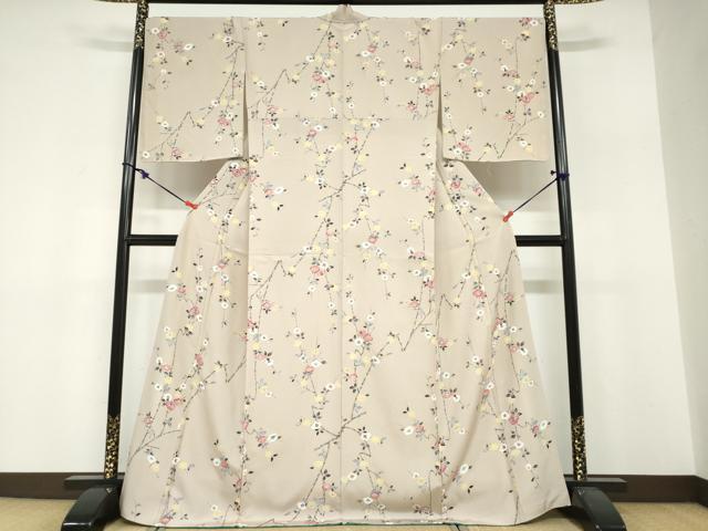 平和屋着物●上質な小紋　枝椿文　金彩　正絹　逸品　DABF1719ud