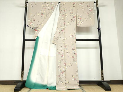 平和屋着物●上質な小紋　枝椿文　金彩　正絹　逸品　DABF1719ud