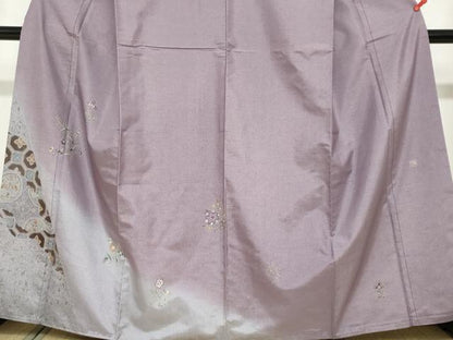 平和屋着物●本場染大島紬　訪問着　作家物　草花文　暈し染め　正絹　逸品　DABF1720ud