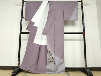 平和屋着物●本場染大島紬　訪問着　作家物　草花文　暈し染め　正絹　逸品　DABF1720ud