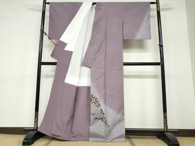平和屋着物●本場染大島紬　訪問着　作家物　草花文　暈し染め　正絹　逸品　DABF1720ud