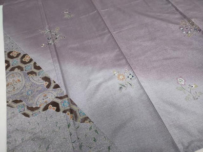 平和屋着物●本場染大島紬　訪問着　作家物　草花文　暈し染め　正絹　逸品　DABF1720ud