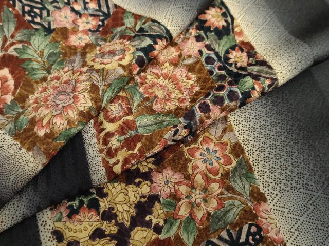 平和屋着物●上質な小紋　更紗花間道　暈し染め　正絹　逸品　DABF1721ud