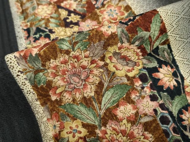 平和屋着物●上質な小紋　更紗花間道　暈し染め　正絹　逸品　DABF1721ud