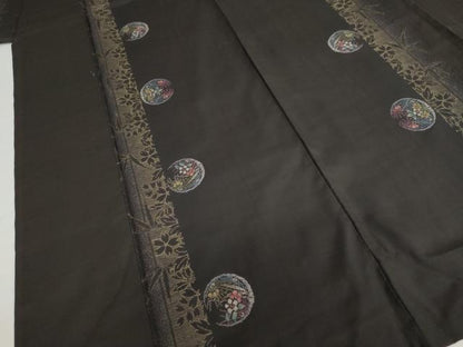 平和屋着物●本場大島紬　9マルキ　地空き　草花丸文　正絹　逸品　DABF1724ud