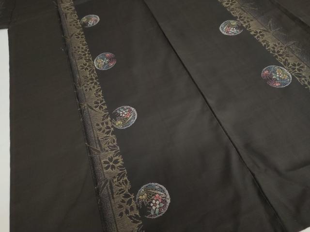 平和屋着物●本場大島紬　9マルキ　地空き　草花丸文　正絹　逸品　DABF1724ud