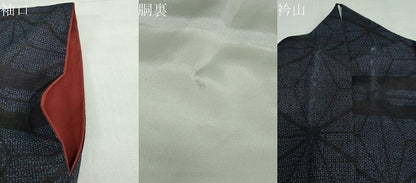 平和屋着物●結城紬　80亀甲　麻の葉文様　正絹　逸品　DABF1726ud