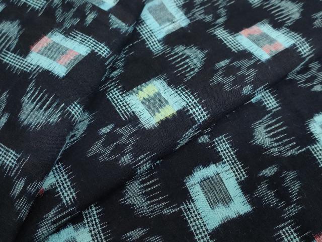 平和屋着物●久留米絣　単衣　抽象文様　綿　逸品　DABF1729ud