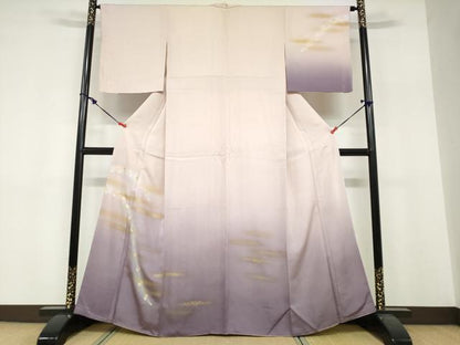 平和屋着物●訪問着　刺繍　枝花文　暈し染め　金彩　正絹　逸品　DABF1731ud