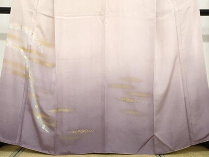 平和屋着物●訪問着　刺繍　枝花文　暈し染め　金彩　正絹　逸品　DABF1731ud