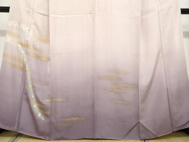 平和屋着物●訪問着　刺繍　枝花文　暈し染め　金彩　正絹　逸品　DABF1731ud