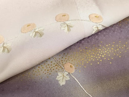 平和屋着物●訪問着　刺繍　枝花文　暈し染め　金彩　正絹　逸品　DABF1731ud