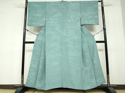 平和屋着物●無地絵羽訪問着　京洛全通図　千草色　さが美扱い　正絹　逸品　DABF1732ud