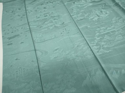 平和屋着物●無地絵羽訪問着　京洛全通図　千草色　さが美扱い　正絹　逸品　DABF1732ud
