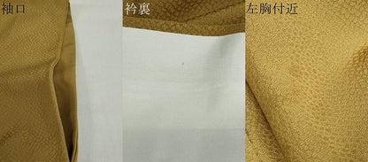 平和屋着物●上質な色無地　干割れ地紋　黄橡色　三越扱い　正絹　逸品　DABF1734ud
