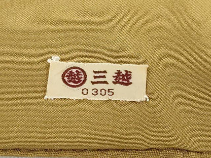 平和屋着物●上質な色無地　干割れ地紋　黄橡色　三越扱い　正絹　逸品　DABF1734ud