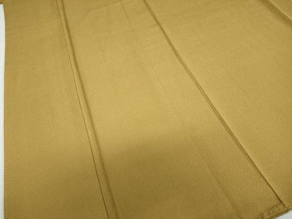 平和屋着物●上質な色無地　干割れ地紋　黄橡色　三越扱い　正絹　逸品　DABF1734ud