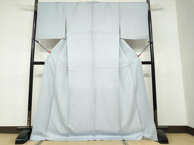 平和屋着物●上質な色無地　霞地紋　水色　ロング丈　正絹　逸品　DABF1735ud
