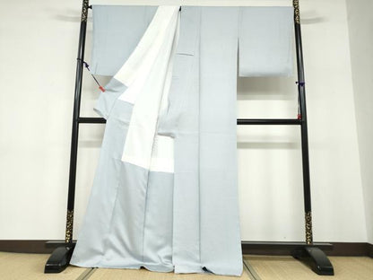 平和屋着物●上質な色無地　霞地紋　水色　ロング丈　正絹　逸品　DABF1735ud