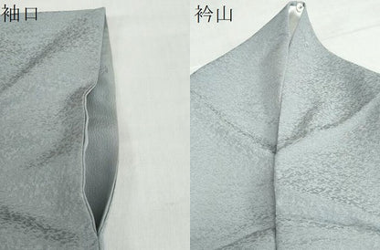 平和屋着物●染色作家　斉藤三才　色無地　霞地紋　湊鼠色　正絹　逸品　DABF1739ud