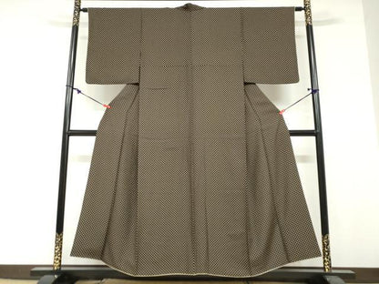 平和屋着物●上質な小紋　市松文様　正絹　逸品　DABF1740ud