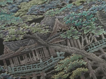 平和屋着物●都喜ヱ門　本場大島紬　9マルキ　樹林風景文　藤絹織物謹製　正絹　逸品　DABF1741ud