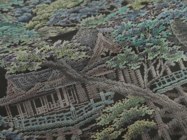 平和屋着物●都喜ヱ門　本場大島紬　9マルキ　樹林風景文　藤絹織物謹製　正絹　逸品　DABF1741ud
