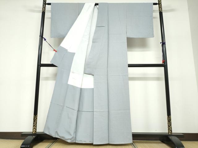平和屋着物●上質な色無地　霞地紋　湊鼠色　正絹　逸品　未使用　DABF1743ud