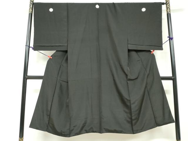 平和屋着物●男性　黒紋付　羽織セット　羽裏：能面　正絹　逸品　DABF1746ud