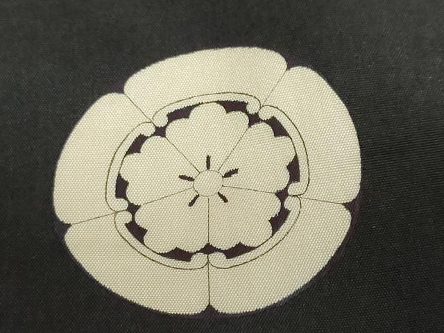 平和屋着物●男性　黒紋付　羽織セット　羽裏：能面　正絹　逸品　DABF1746ud