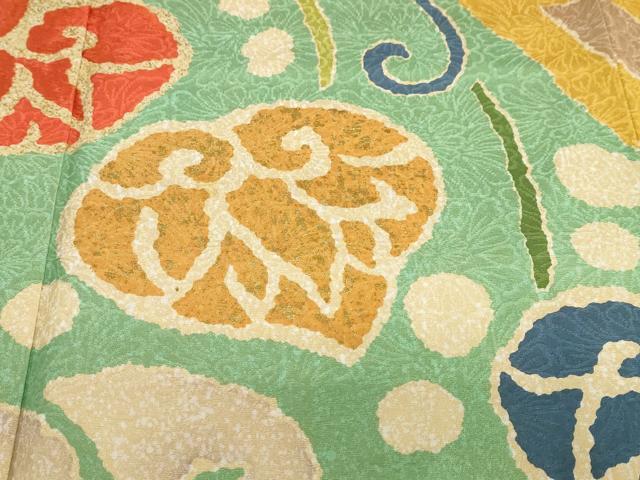 平和屋着物●豪華振袖・長襦袢（袷）セット　草花文　金彩　半衿刺繍　正絹　逸品　DABF1747ud