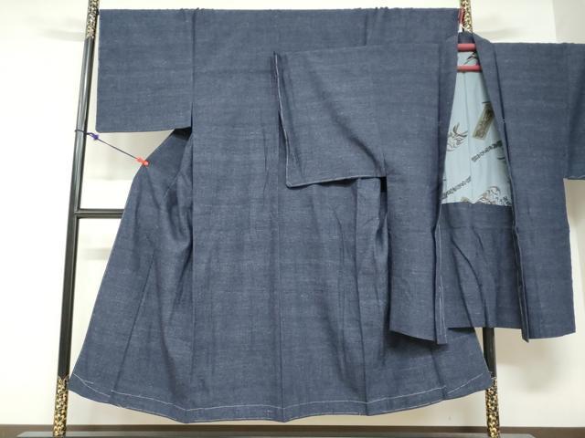 平和屋着物●男性　結城紬　アンサンブル　長羽織　杢　霞文　正絹　逸品　未使用　DABF1749ud